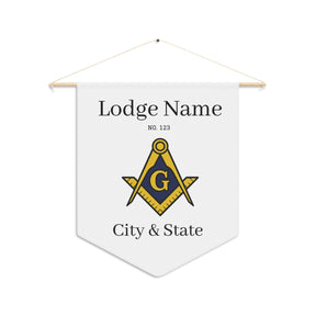 Master Mason Blue Lodge Pennant - Square & Compass G with Customization - Bricks Masons