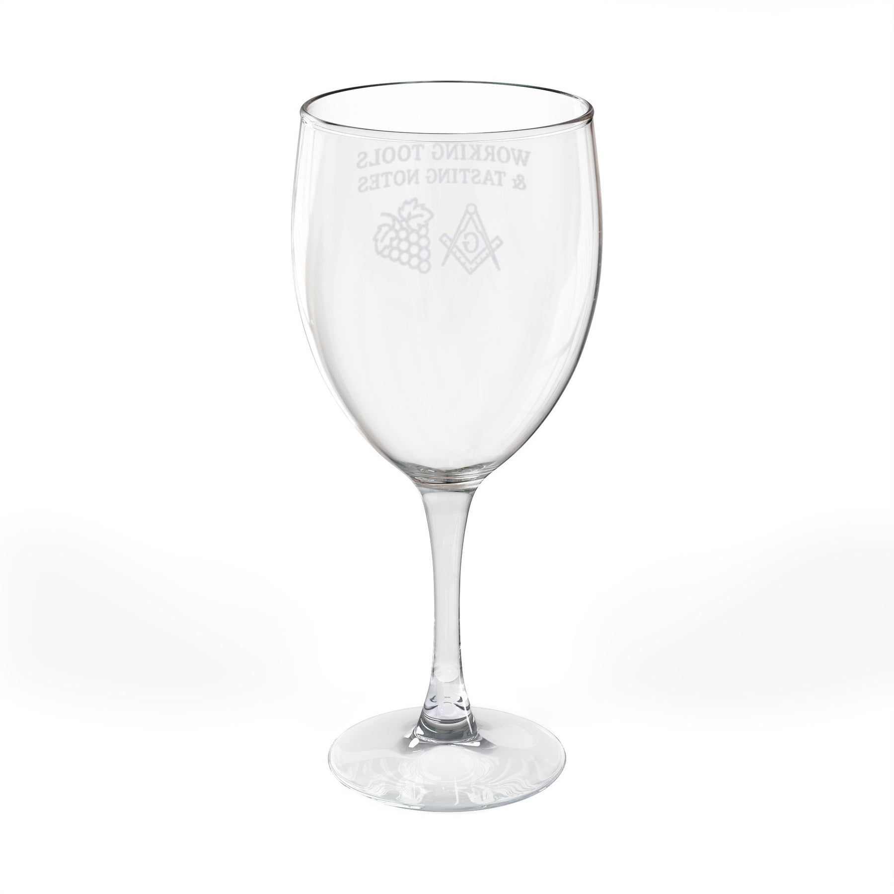 Master Mason Blue Lodge Wine Glass - Working Tools & Tasting Notes Square & Compass G