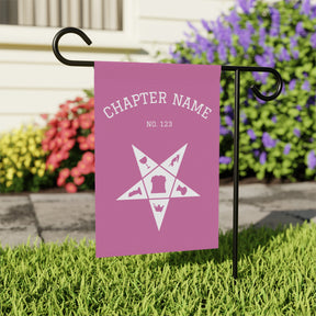 OES Yard Flag - Pink & White Star With Personalization - Bricks Masons