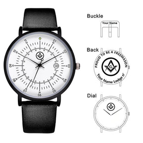 Master Mason Blue Lodge Wristwatch - Leather Straps - Bricks Masons