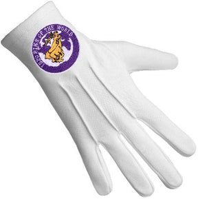Elks of the World Gloves - White Cotton Buck and Doe - Bricks Masons