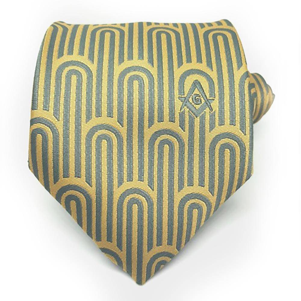 Master Mason Blue Lodge Necktie - Grey & Gold