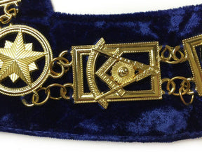 Past Master Blue Lodge Chain Collar - Gold Plated on Blue Velvet