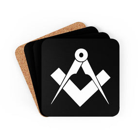 Master Mason Blue Lodge Coaster - 4 Pieces Square & Compass Set