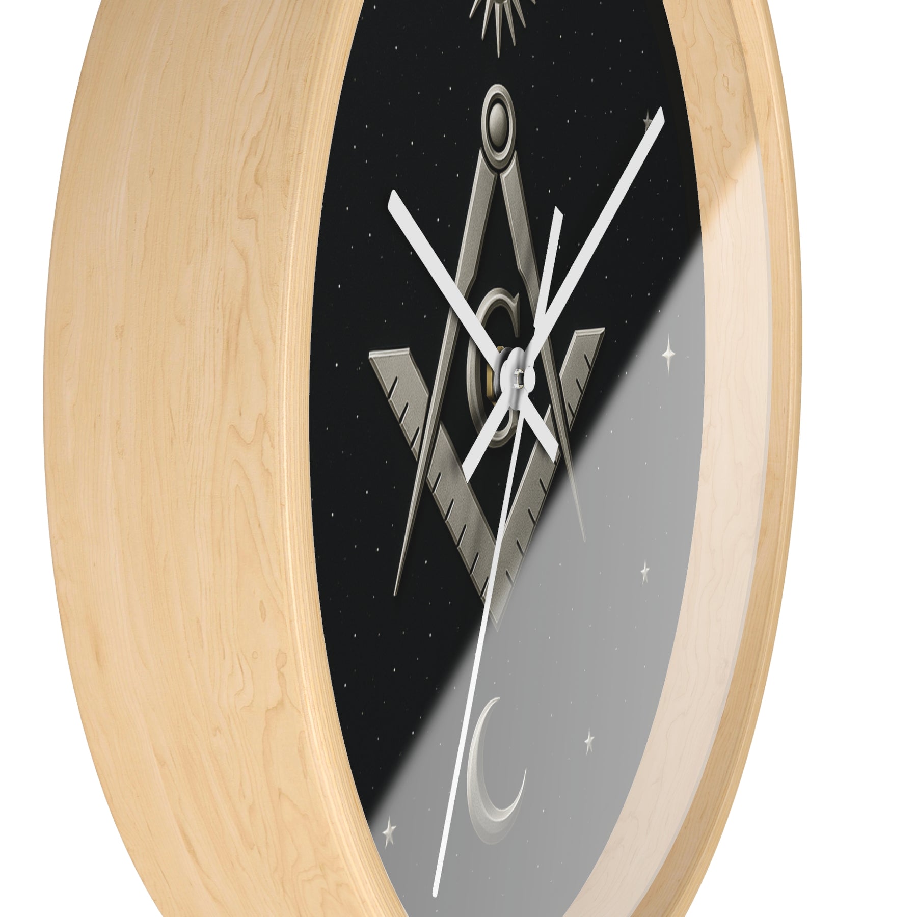 Master Mason Blue Lodge Clock - S&C on Wooden Frame with Plexiglass Cover - Bricks Masons