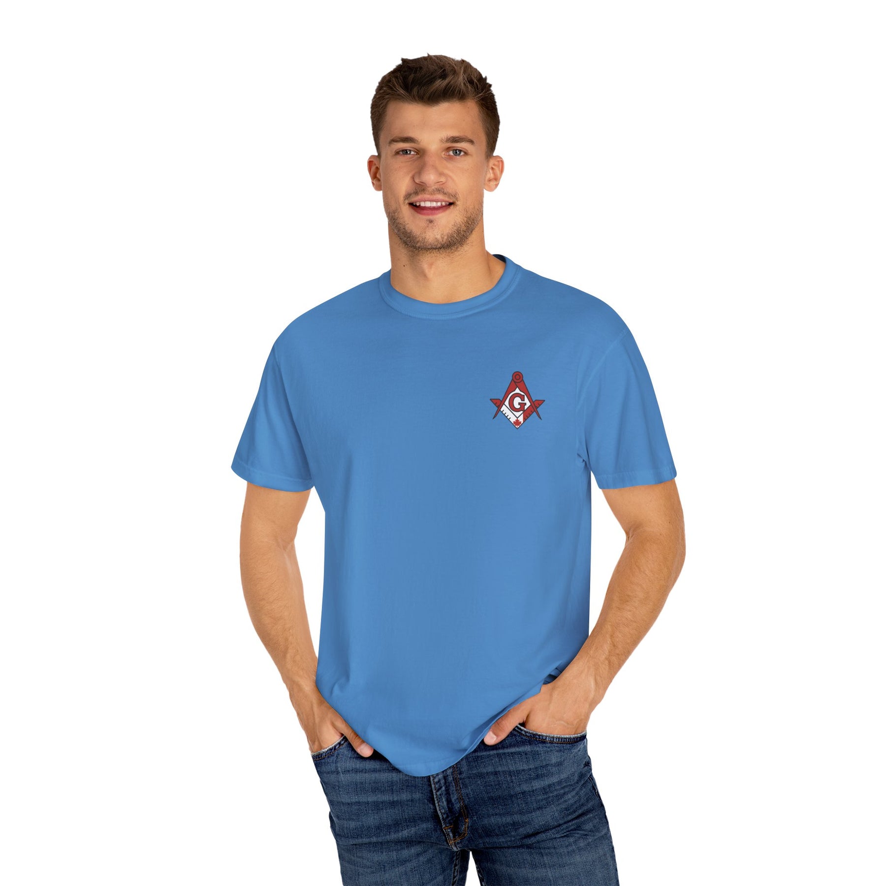 Master Mason Blue Lodge Canada Jurisdiction T-Shirt - Garment-Dyed Tee Various Colors - Bricks Masons