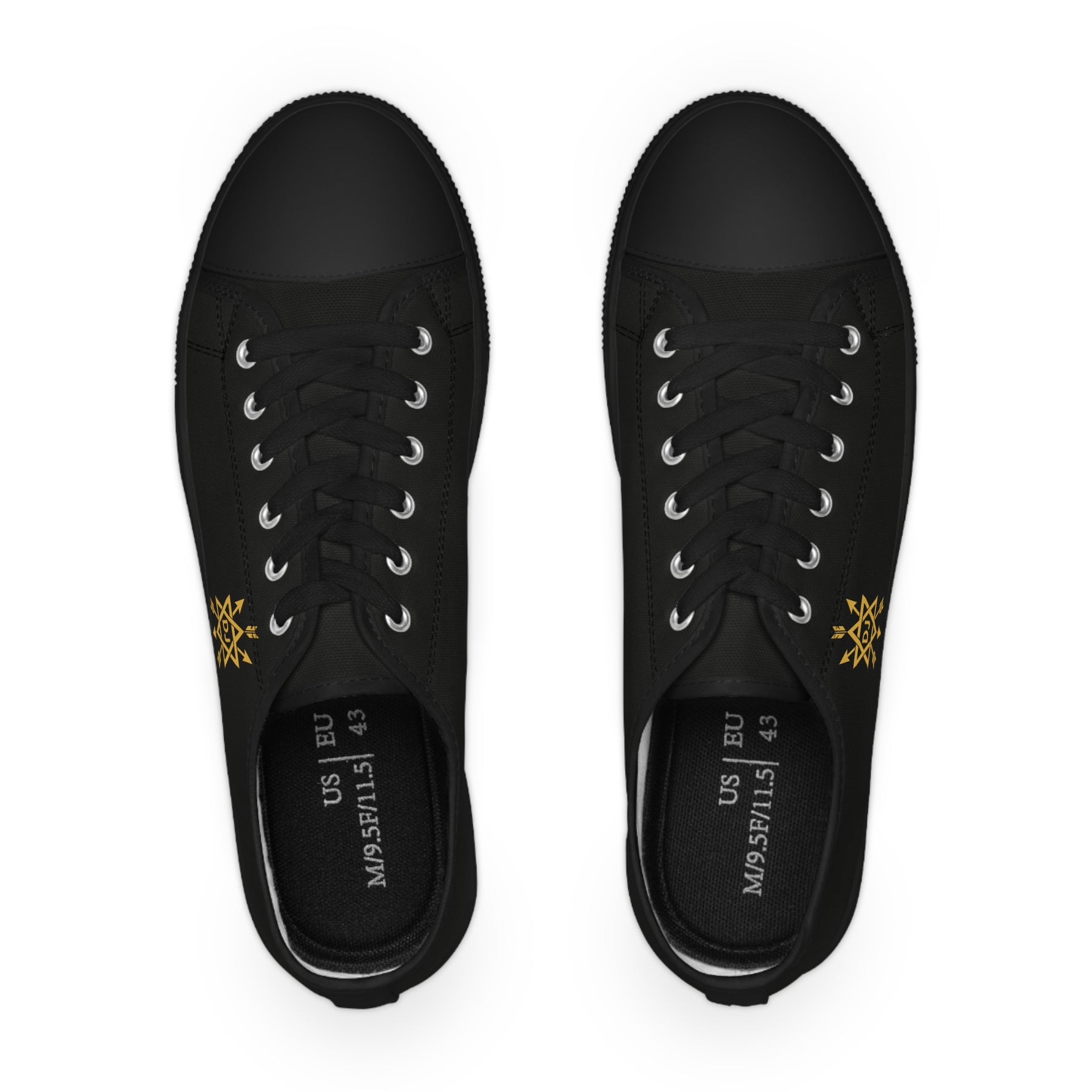 Order of the Secret Monitor Sneaker - Low Top Sneaker Black & White Golden Emblem - Bricks Masons