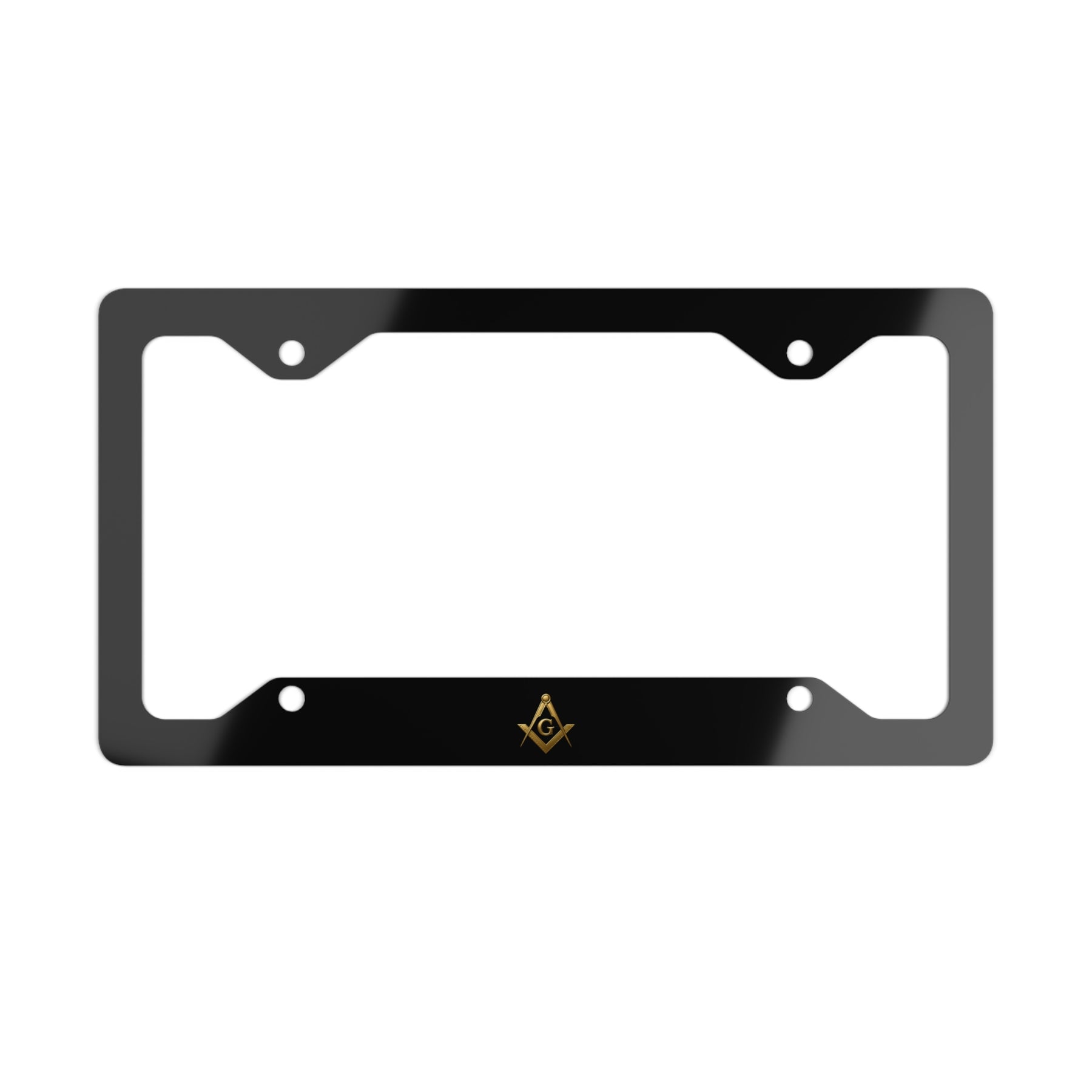 Master Mason Blue Lodge License Plate Frame - Gold Square & Compass G Emblem - Bricks Masons
