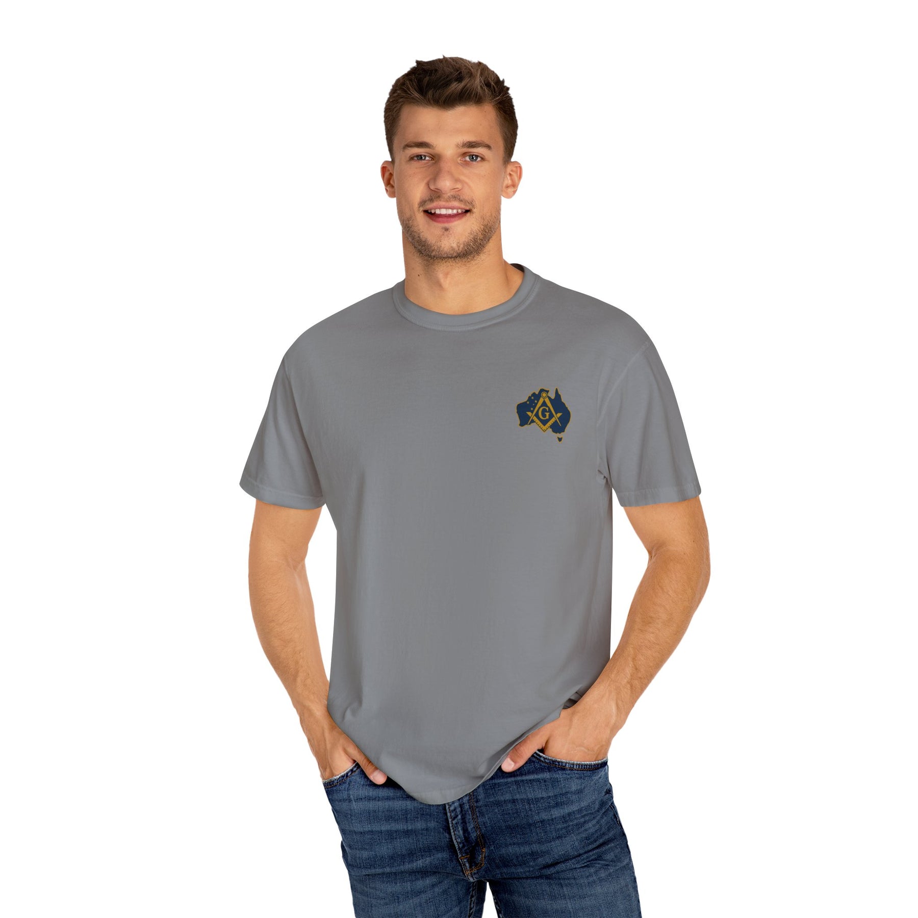 Master Mason Blue Lodge Australia Jurisdiction T-Shirt - Mason Garment-Dyed Tee - Bricks Masons