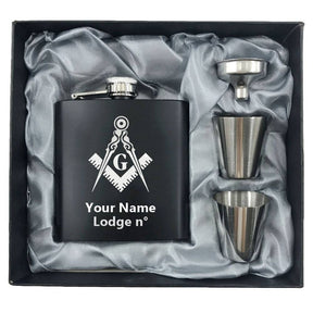 Master Mason Blue Lodge Flask - 2 Shot Glasses & Funnel