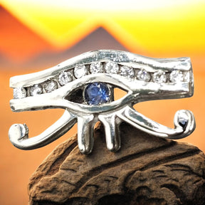 Egyptian Horus Eye Pendant, Silver and Stones, 3 x 2 cm, 7 g, Art. 608 - Bricks Masons