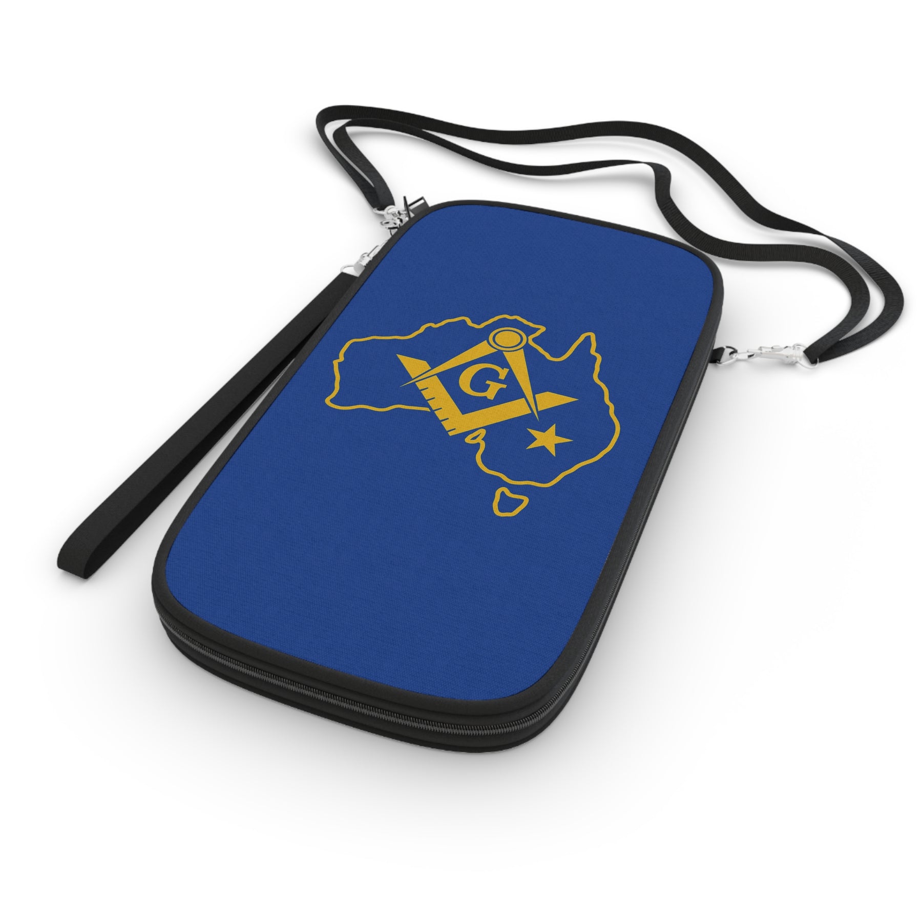 Master Mason Blue Lodge Australia Jurisdiction Passport Wallet - Gold S&C With Blue - Bricks Masons