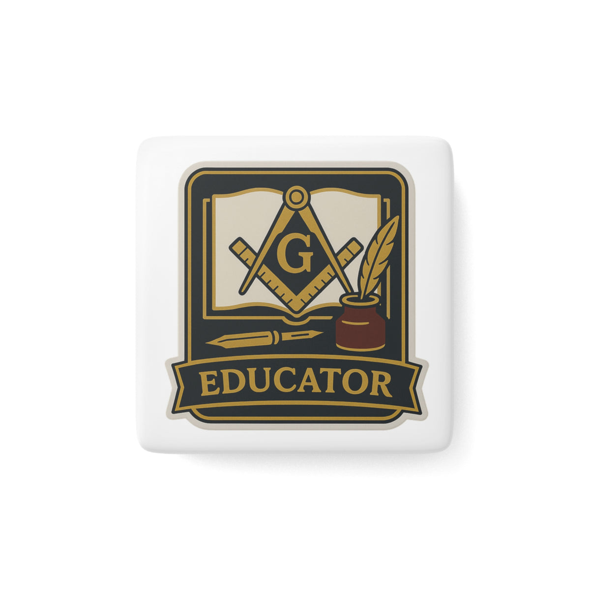 Master Mason Blue Lodge Magnet - Porcelain With Magnet - Bricks Masons