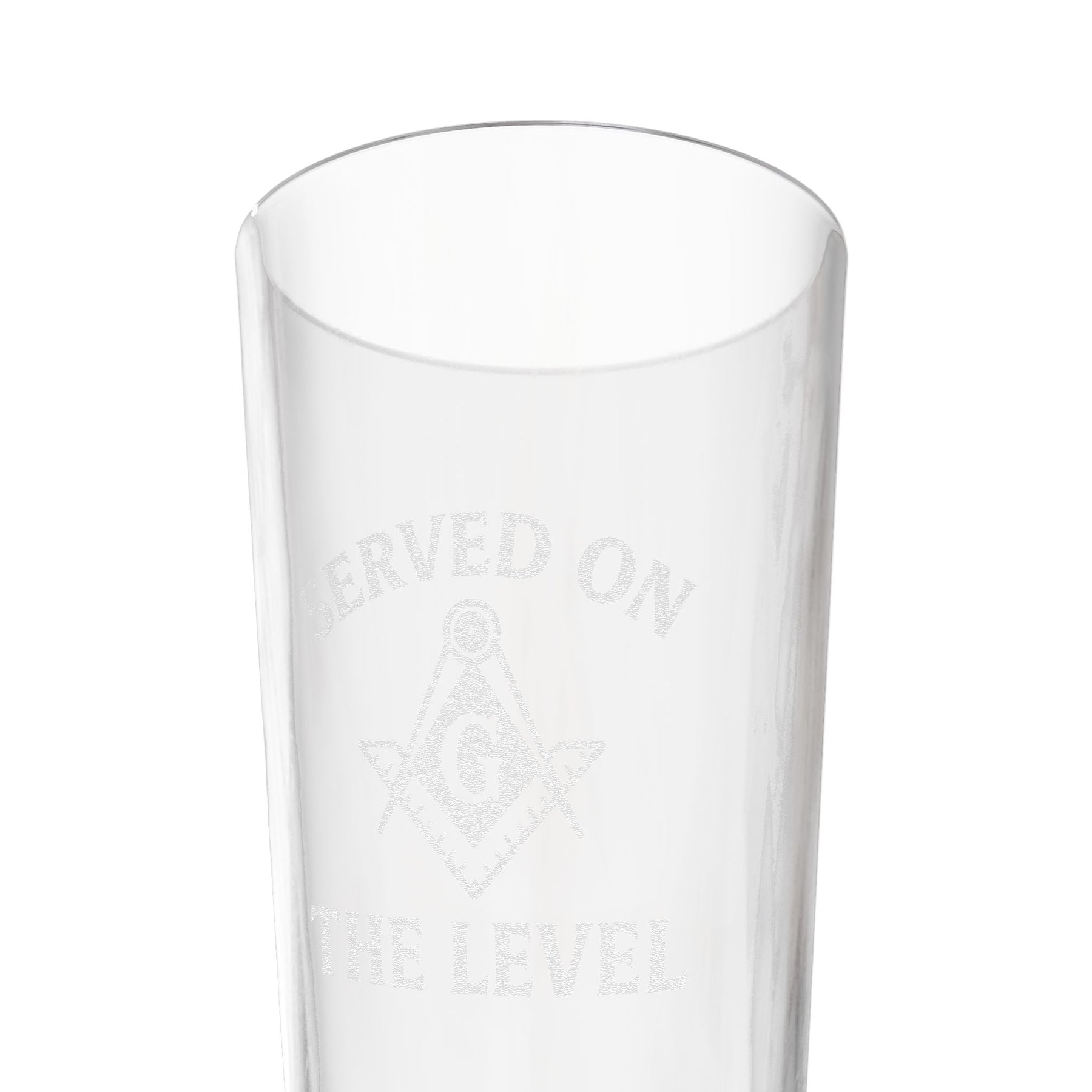 Master Mason Blue Lodge Pint Glass - Square & Compass G Served On The Level - Bricks Masons