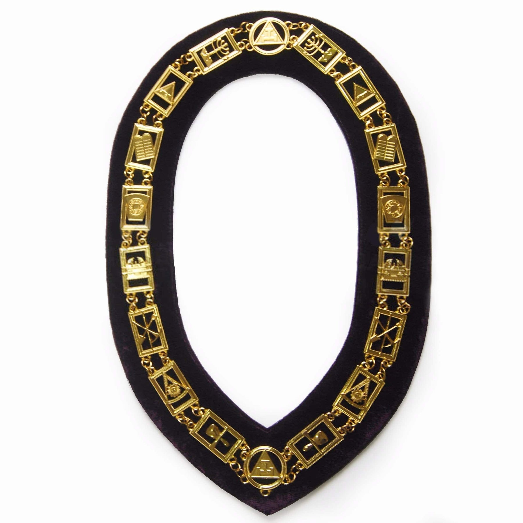 Royal Arch Chapter Chain Collar - Gold Plated on Purple Velvet