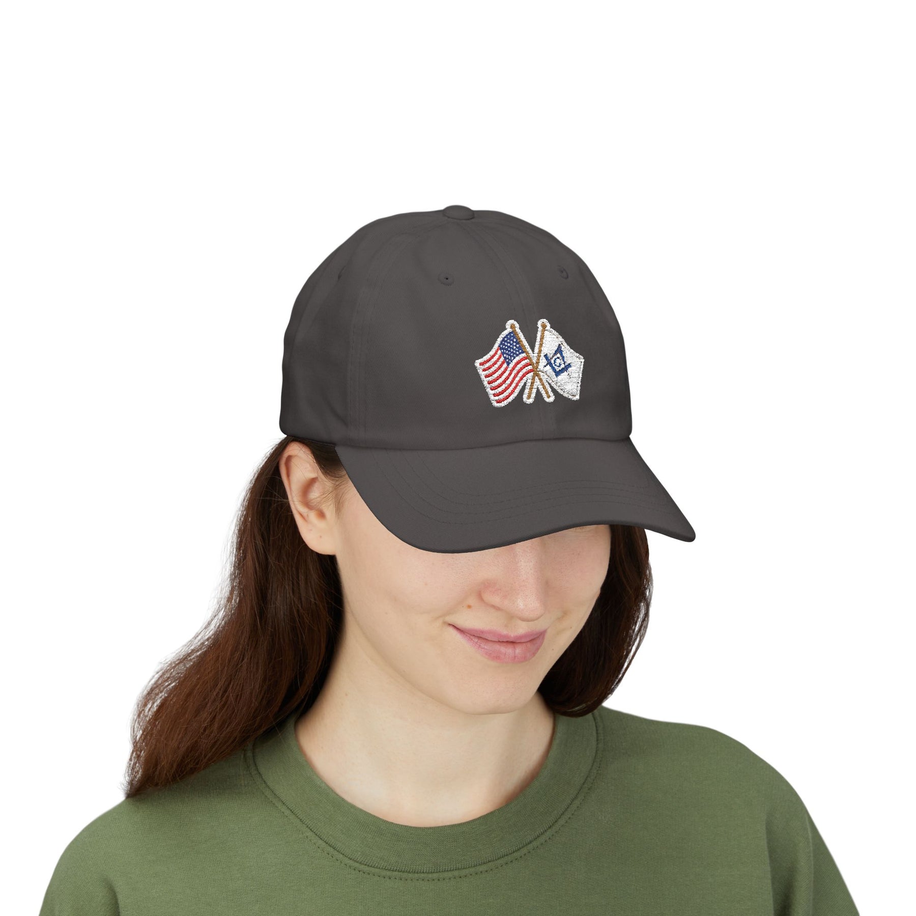 Master Mason Blue Lodge Baseball Cap - Cotton Various Colors Crossed Flags - Bricks Masons