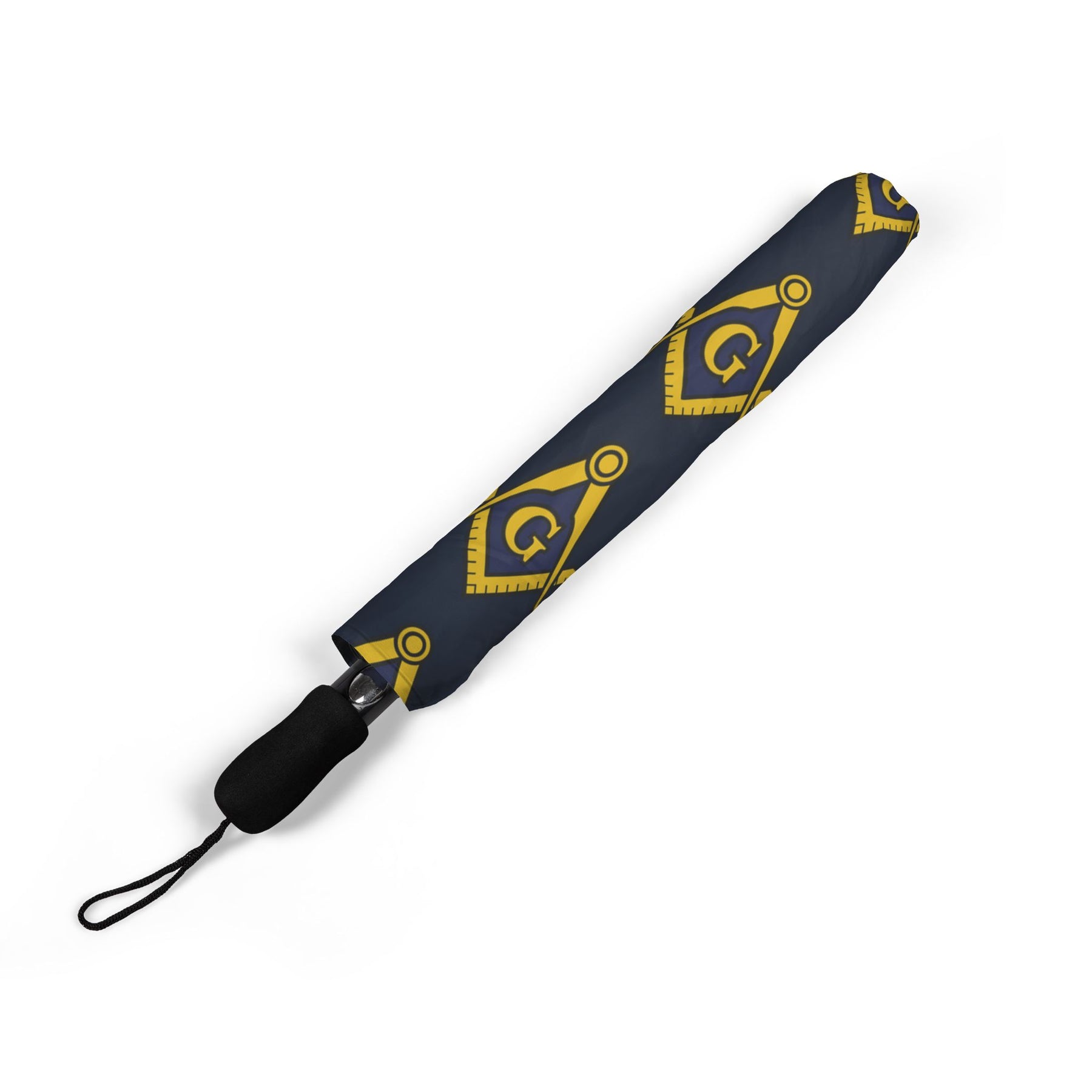 Master Mason Blue Lodge Umbrella - Dark Blue with Golden Square & Compass G - Bricks Masons