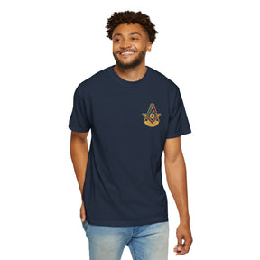 Past Master Blue Lodge T-Shirt - Garment-Dyed US Flag - Bricks Masons