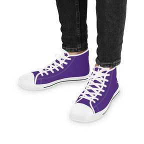 LOCOP Sneaker - High Top Black & White Purple Canvas White Emblem - Bricks Masons