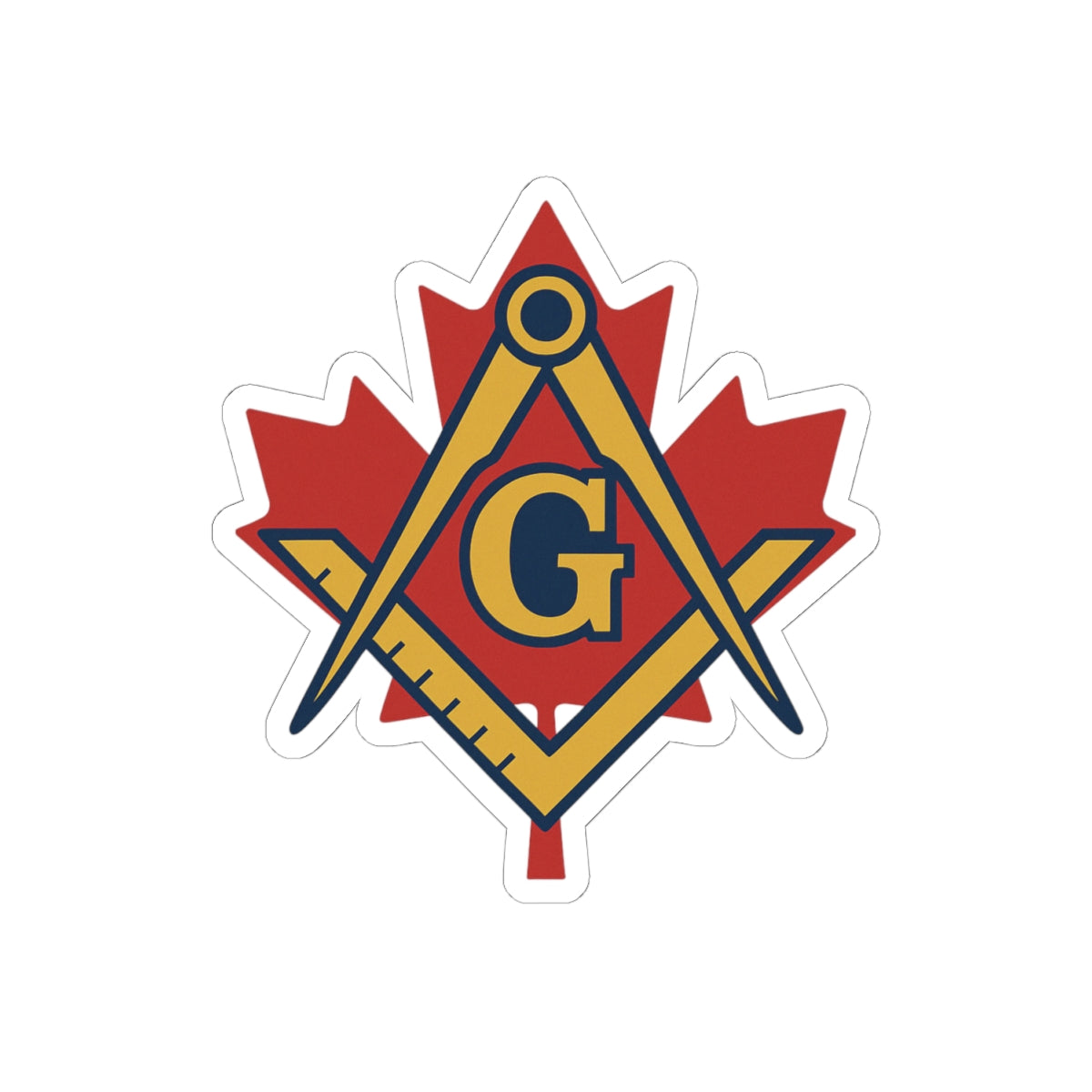 Master Mason Blue Lodge Canada Jurisdiction Sticker Decal - Maple Leaf & Golden S&C - Bricks Masons