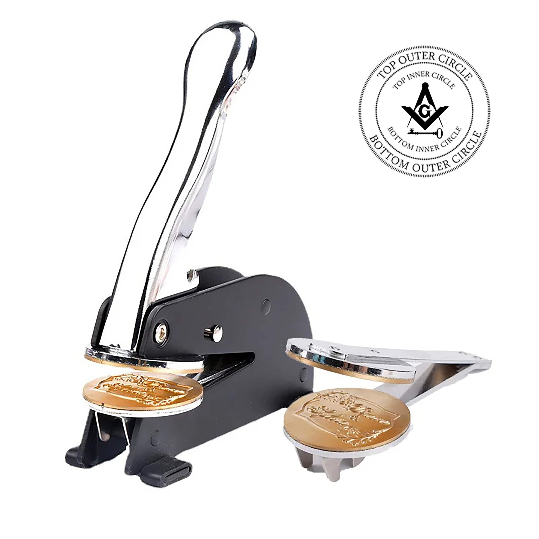 International Masons Seal Press - Desktop Stainless Steel With Customizable Stamp - Bricks Masons