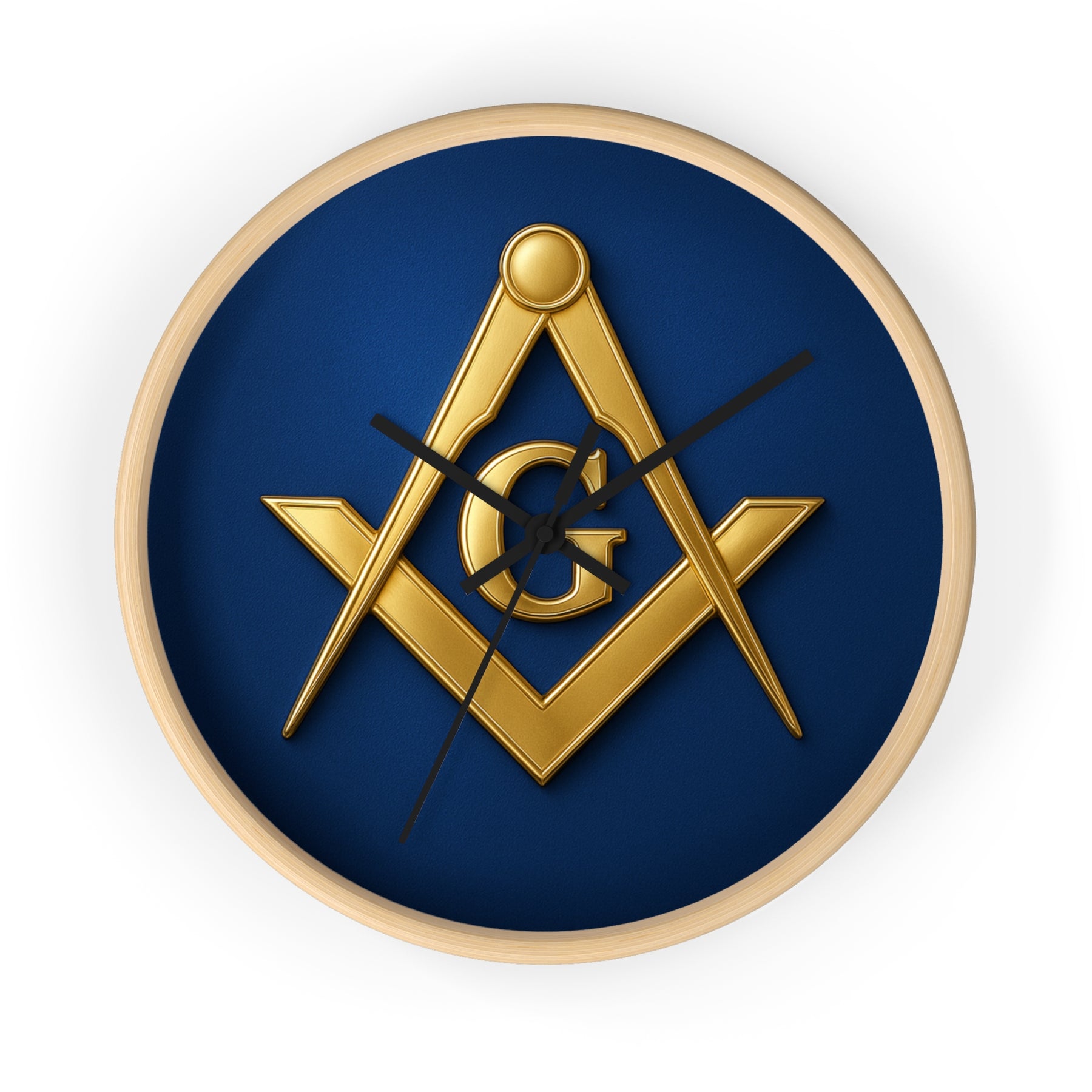 Master Mason Blue Lodge Clock - S & C Emblem on Elegant Wooden Frame - Bricks Masons