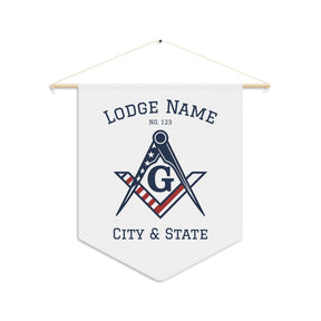 Master Mason Blue Lodge Pennant - Personalized Polyester Twill US Flag - Bricks Masons