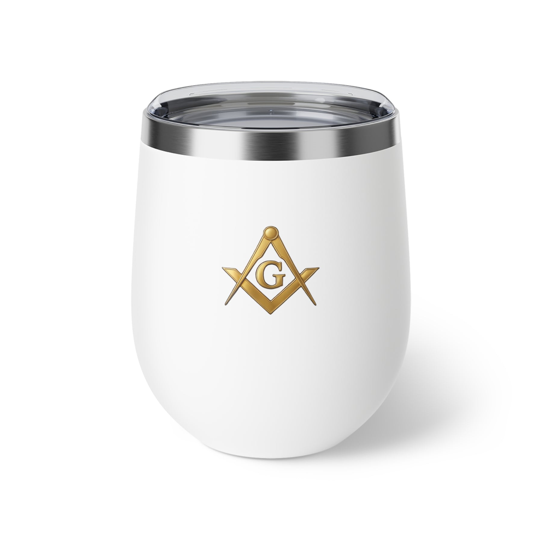 Master Mason Blue Lodge Vacuum Cup - Golden Square & Compasses with G