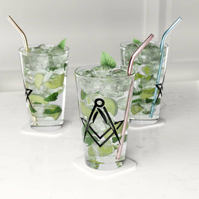 Master Mason Blue Lodge Pint Glass - Square & Compass 16oz