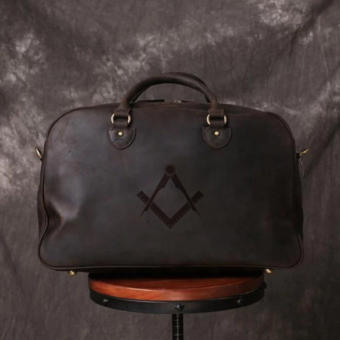 Master Mason Blue Lodge Travel Bag - Dark Brown & Camel - Bricks Masons