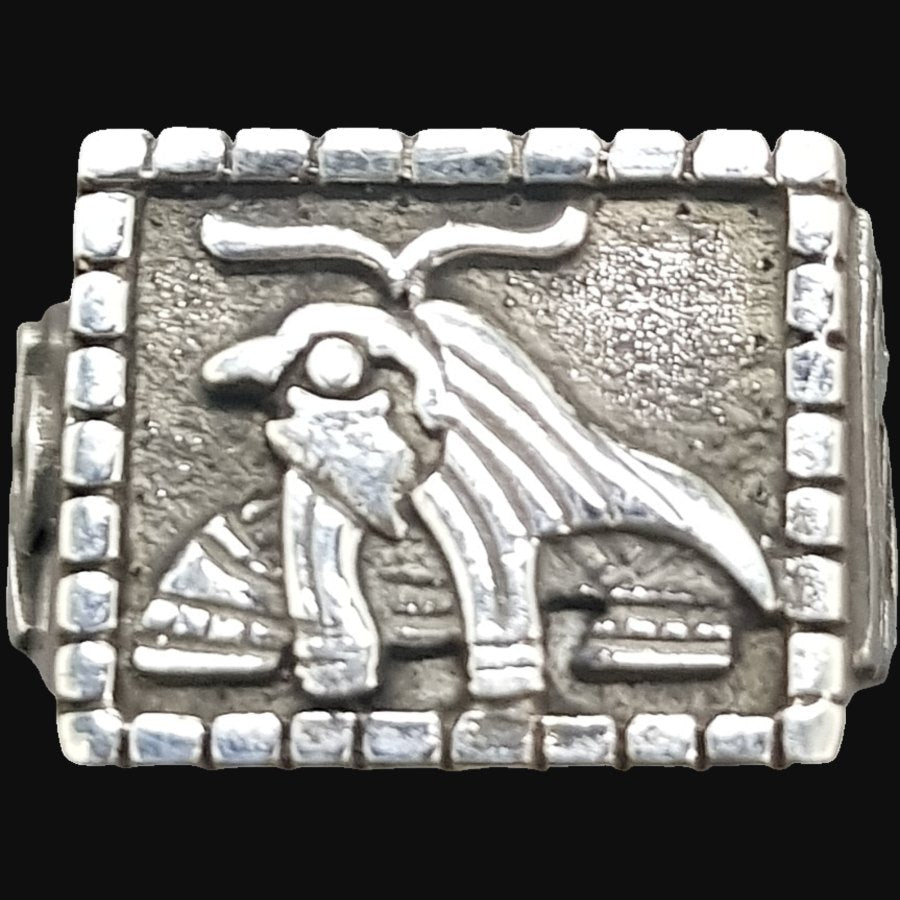 Egyptian Pharaoh Ring with Horus and Ankh in Silver 1.5 cm 10 g Art 915 - Bricks Masons