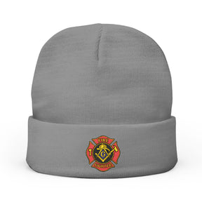 Master Mason Blue Lodge Beanie - Knit Embroidery Firefighter Mason Square & Compass G - Bricks Masons