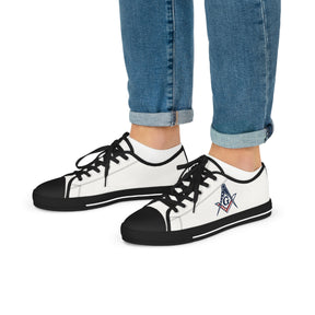 Master Mason Blue Lodge Sneaker - Low Top Sneaker Black & White USA Flag - Bricks Masons