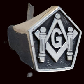 Masonic Ring with Columns in Silver Freemasonry Art 95 - Bricks Masons