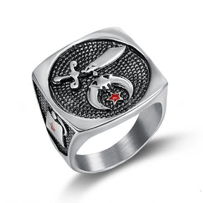 Shriners Ring - Sterling Silver & Black - Bricks Masons