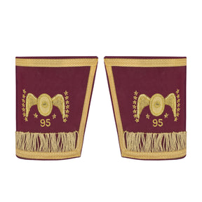 95th Degree Memphis Misraim Cuff - Burgundy Velvet Golden Braid Hand Embroidered