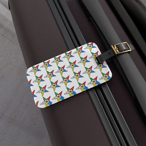 OES Luggage Tag - White With Black Leather Strap - Bricks Masons