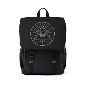 Eye of Providence Backpack - White & Black With Multiple Compartments - Bricks Masons