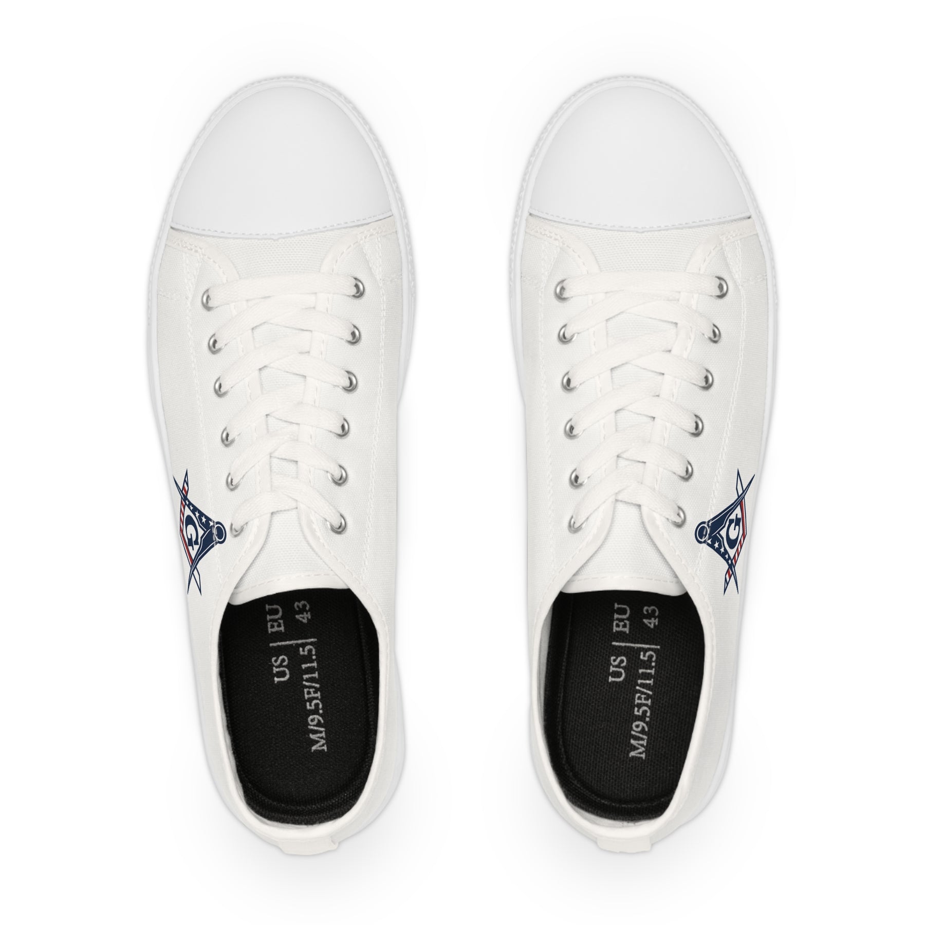 Master Mason Blue Lodge Sneaker - Low Top Sneaker Black & White USA Flag - Bricks Masons