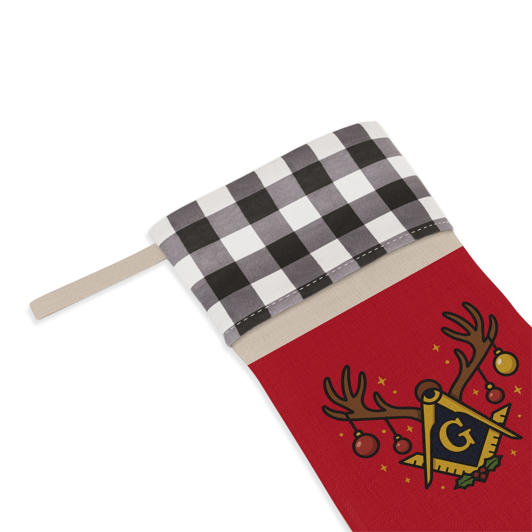 Master Mason Blue Lodge Christmas Stocking - Square & Compass G Holiday Design - Bricks Masons