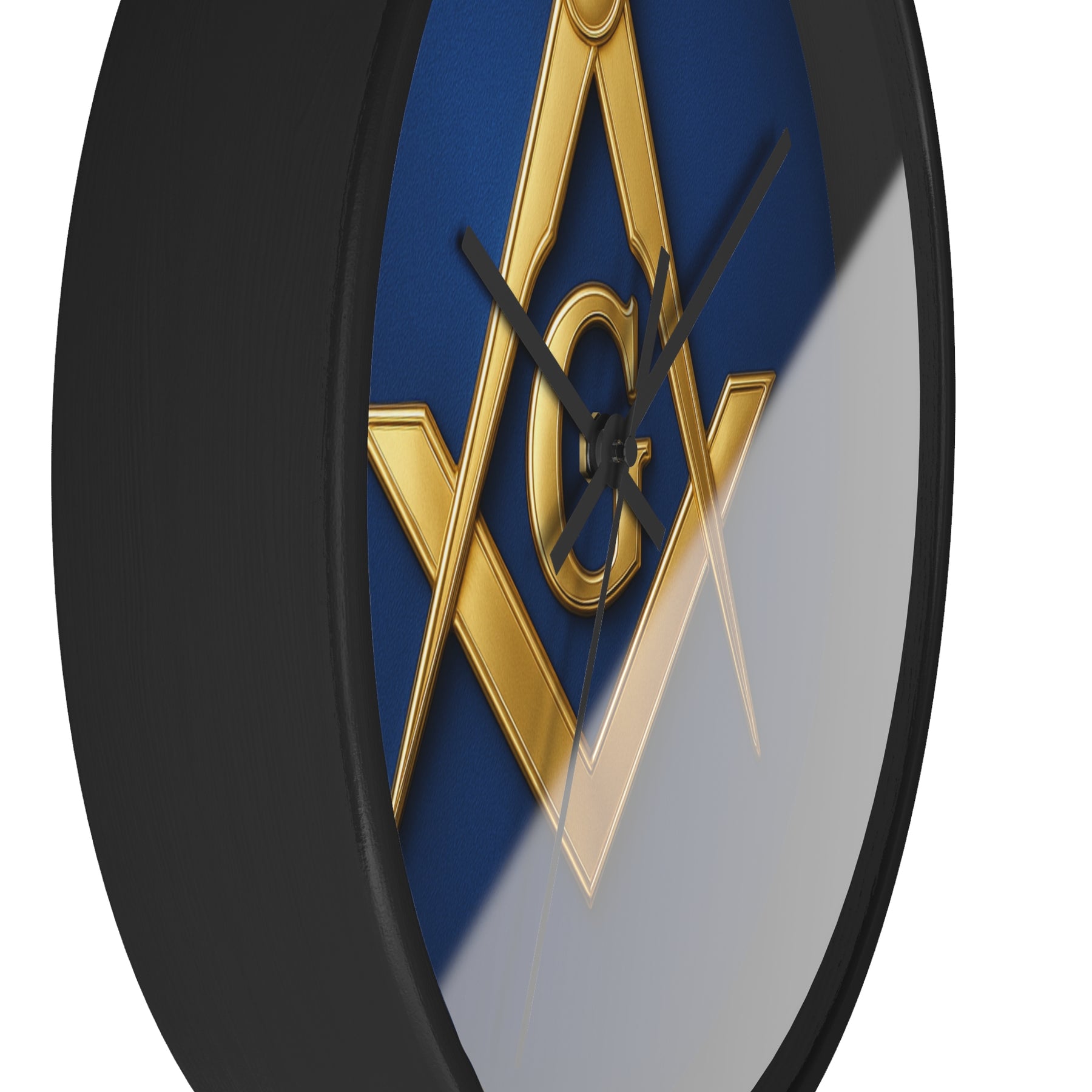 Master Mason Blue Lodge Clock - S & C Emblem on Elegant Wooden Frame - Bricks Masons