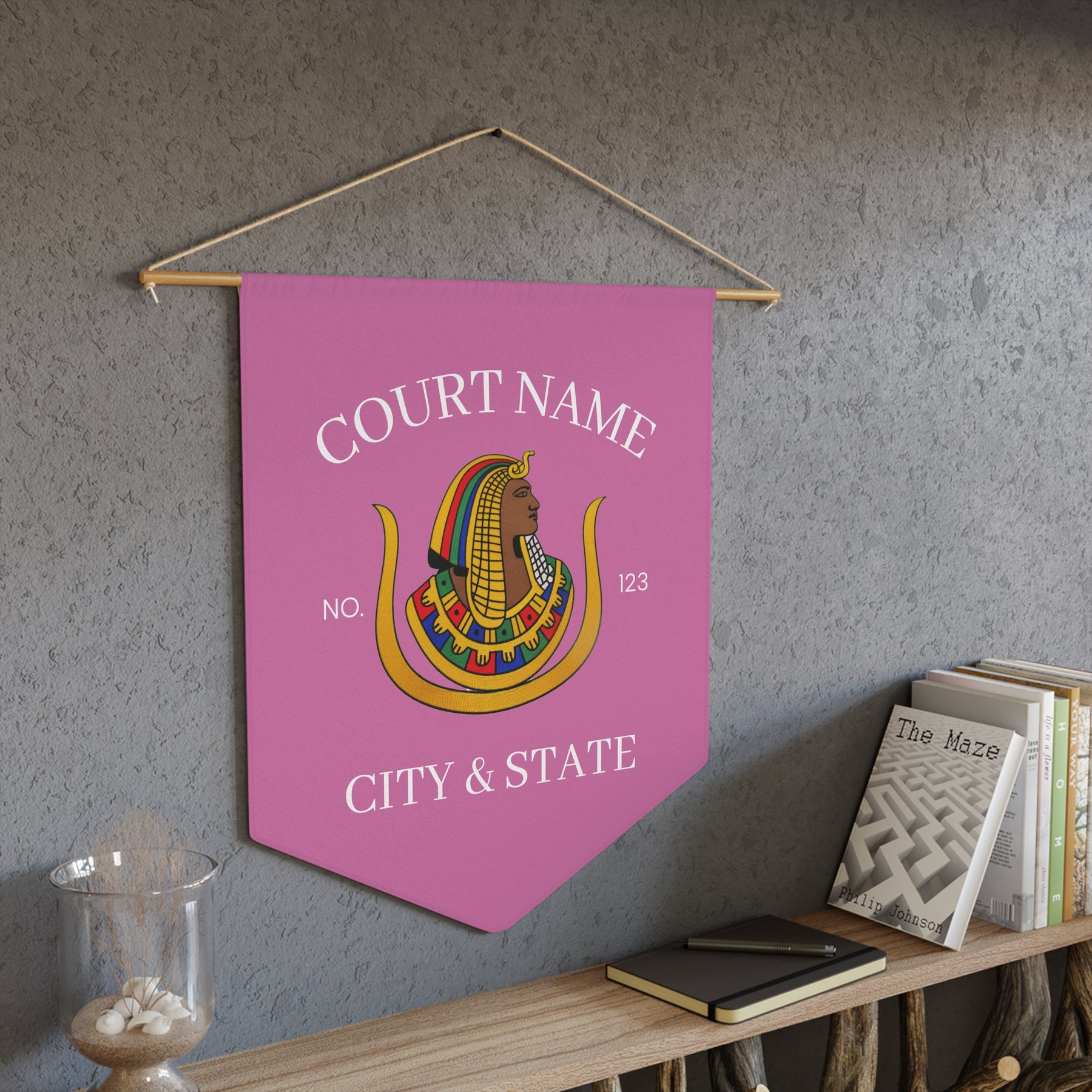 DOI Pennant - Personalized Pink Polyester Twill - Bricks Masons
