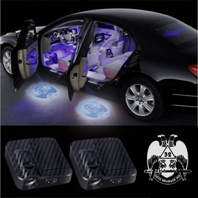 32nd Degree Scottish Rite Car Door Light Projector - Customizable Wireless LED Wings Down - Bricks Masons