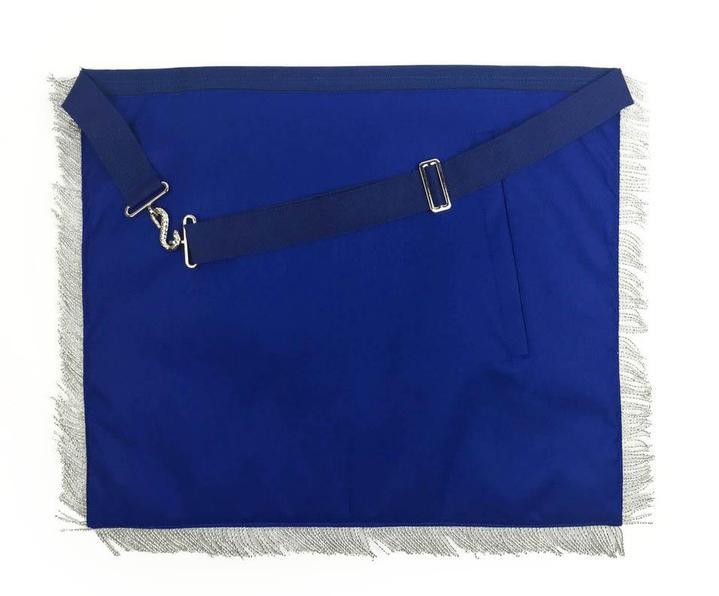 Past Master Blue Lodge Apron - Silver Bullion Hand Embroidery with Fringe