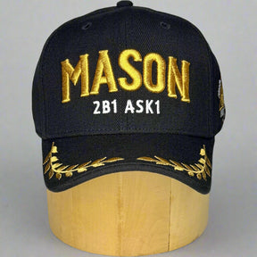 Master Mason Blue Lodge Baseball Cap - Golden Thread Embroidery 2B1 ASK1 - Bricks Masons