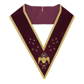 95th Degree Memphis Misraim French Regulation Regalia Set - Burgundy & Gold Hand Embroidery