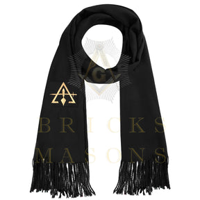 Council Scarf - Black Embroidery Cashmere - Bricks Masons