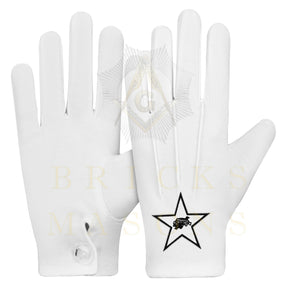 Lady Knights HoTC Gloves - White Cotton With Star Patch - Bricks Masons