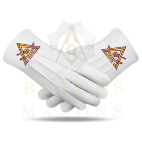Past Thrice Illustrious Master Council Gloves - White Leather - Bricks Masons