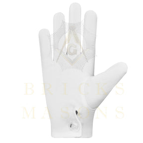 Lady Knights HoTC Gloves - White Cotton With Star Patch - Bricks Masons